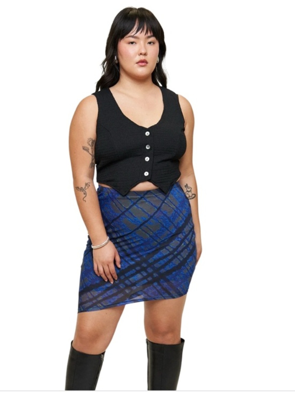 What Lo Wants Mia Asymmetrical Mesh Mini Skirt